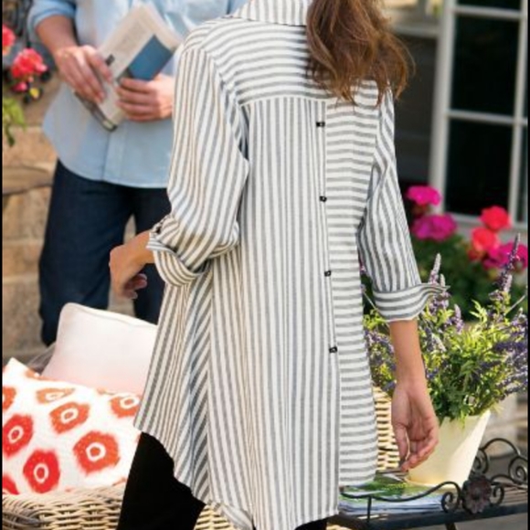 Soft Surroundings Tops - Soft Surroundings Standout Shirt Tunic Asymmetric Beach Stripe XL